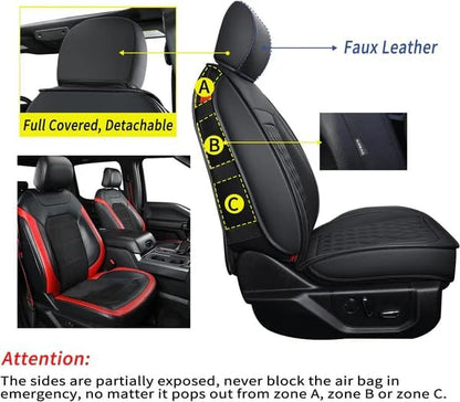 LUCKYMAN CLUB F150 Faux Leather Seat Covers Fit for 2015-2024 2025 F150 SuperCrew and 2017-2024 2025 F250 F350 F450 Super Duty Crew Cab Pickup Trucks(Full Set, Black&White)