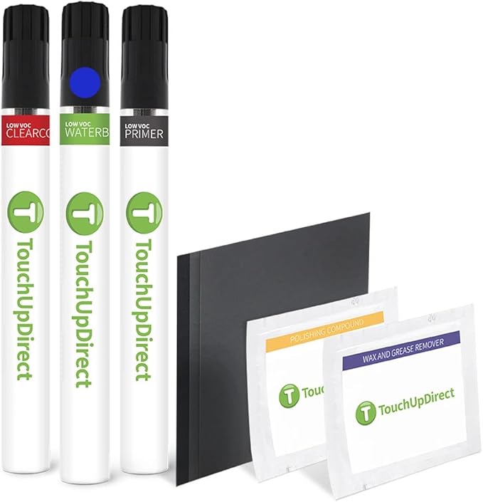 TouchUpDirect 8W7 Dark Blue Metallic Compatible with Toyota Exact Match Touch Up Paint Brush - Platinum Kit