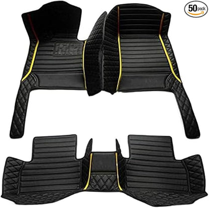 TAHALICustom Colors Car Floor Mats Black Pink for 99.9% Sedan SUV Sports， All-Weather Liners Car Floor mat，Luxury Leather Automotive Floor Mats (Black Yellow mats,3D Floor Mats)