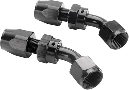 LokoCar 12AN Hose End Fitting 45 Degree Swivel For CPE Braided Hose Black 2Pcs