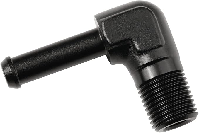 1/8 NPT Male to 1/4" Hose Barb Fitting Adapter 90 Degree Elbow Aluminum Black