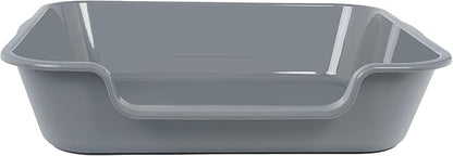 1 Pack of Extra Large Cat Litter Box (ABS Material), Low Entry Senior Litter Pen for Geriatric Kitty Big Cats, Jumbo Pet Safe Litter Boxes Tray for Indoor Pets Potty (Gray, 24" L x 20" W)