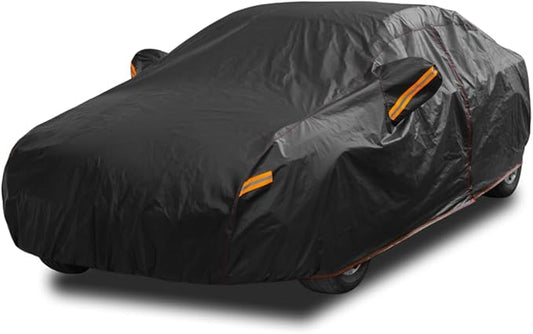 6 Layer Heavy Duty Car Cover Waterproof All Weather Protection with Cotton Liner, Universal Fit Nissan Versa, Hyundai Accent, Mazda MX-3 RX8, Subaru BRZ, Audi TT, Porsche 718 Boxster Cayman