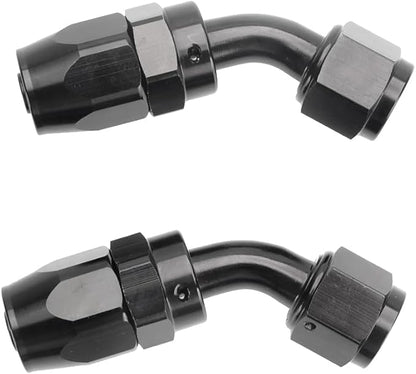LokoCar 4AN Hose End Fitting 45 Degree Swivel For CPE Braided Hose Black 2Pcs