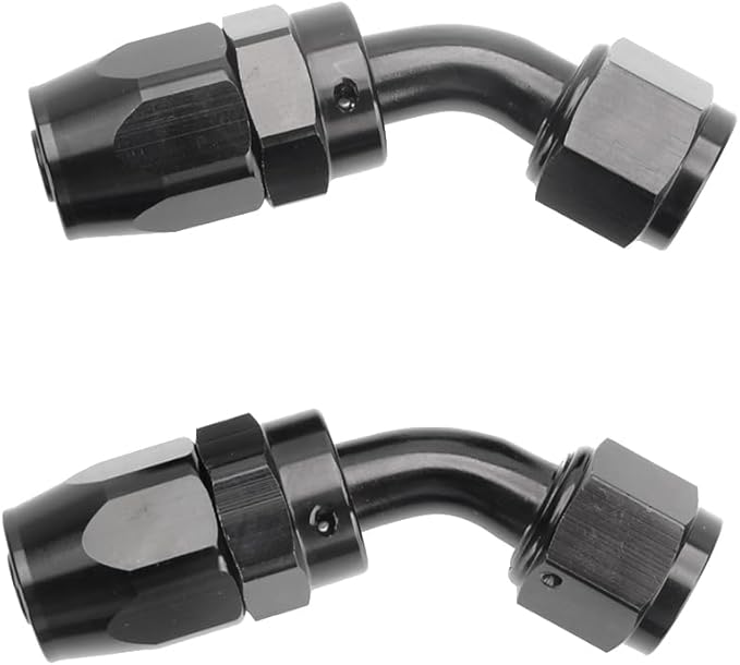 LokoCar 12AN Hose End Fitting 45 Degree Swivel For CPE Braided Hose Black 2Pcs