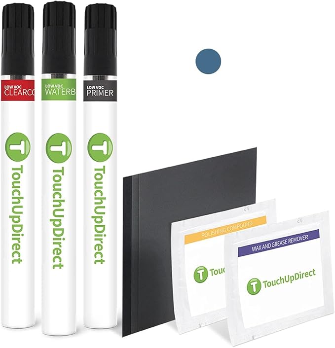 TouchUpDirect 8T0 Blazing Blue Metallic Compatible with Toyota Exact Match Touch Up Paint Brush - Platinum Kit