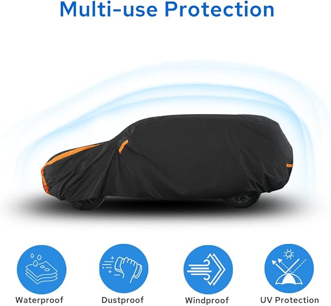 Avecrew SUV Car Cover Waterproof All Weather for Automobiles, Outdoor Heavy Duty Full Exterior SUV Covers (Length: 182"-191")