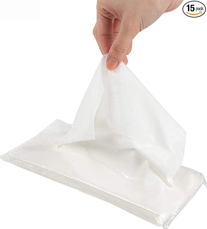 Car Tissue Refill, Tissues Travel Size Pack for Car or Purse, 15 Packets, 450 Sheets, Soft and Comfortable