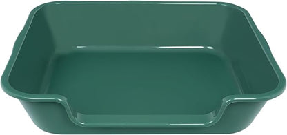 1 Pack of Extra Large Cat Litter Box (ABS Material), Low Entry Senior Litter Pen for Geriatric Kitty Big Cats, Jumbo Pet Safe Litter Boxes Tray for Indoor Pets Potty (Green, 24" L x 20" W)
