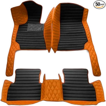 TAHALICustom Colors Car Floor Mats Black Pink for 99.9% Sedan SUV Sports， All-Weather Liners Car Floor mat，Luxury Leather Automotive Floor Mats (Orange Black,3D Floor Mats)