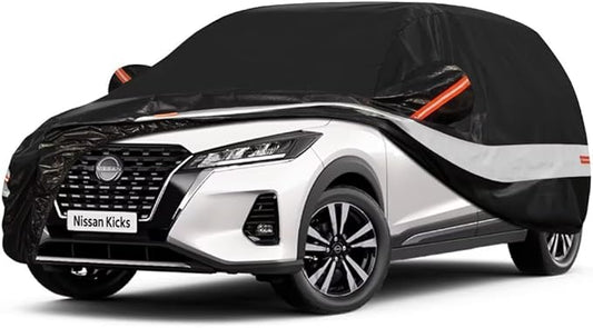 10 Layers SUV Car Cover Custom Fit for Nissan Kicks (2017-2024) Waterproof All Weather for Automobiles, Outdoor Full Cover Sun UV Rain Protection with Cotton.Black