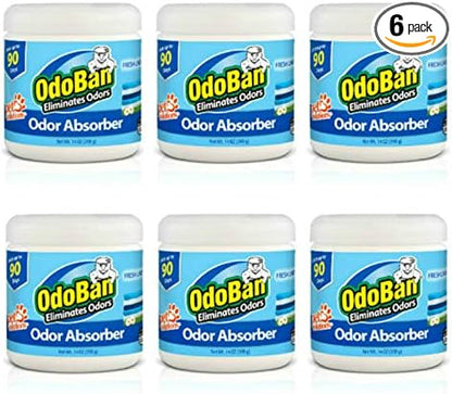 OdoBan Solid Odor Absorber Eliminator for Home and Small Spaces, Fresh Linen Scent, 14 Ounces Each, 6-Pack
