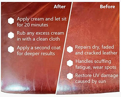 Skidmore's Leather Cream: All-Natural, Non-Toxic Leather Conditioner - Made in USA Since 1984. Water Repellent Formula Restores Leather Couches, Car Seats, Boots, Shoes, Purses, Bags, and Tack. 6 Oz