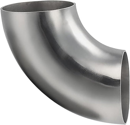 Cotonake OD 3.5 Inch 90 Degree SS304 Stainless Steel Bend Tube Exhaust Elbow Pipe for Car Modified Exhaust System 3.5" Piping Silver Tone，Stair Handrail (1pcs)
