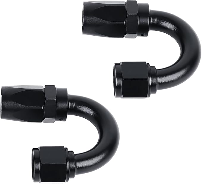 LokoCar 10AN Hose End Fitting 180 Degree Swivel For CPE Braided Hose Black 2Pcs