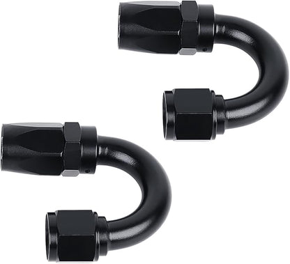 LokoCar 10AN Hose End Fitting 180 Degree Swivel For CPE Braided Hose Black 2Pcs