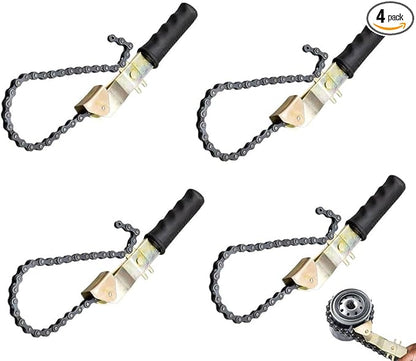 Mytee Products 4 Pack 15" Heavy-Duty Oil Filter Chain Wrench for 4" Diameter Filters – Rivet Locking Mechanism & Ideal for Chain Oil Filter Remover & General Maintenance Tasks