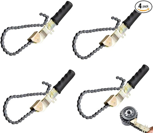 Mytee Products 4 Pack 15" Heavy-Duty Oil Filter Chain Wrench for 4" Diameter Filters – Rivet Locking Mechanism & Ideal for Chain Oil Filter Remover & General Maintenance Tasks