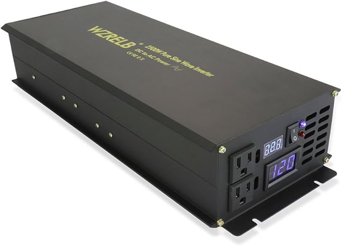 WZRELB Power Inverter 2500W Pure Sine Wave Inverter 12V 120V Dc AC Converter