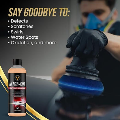 VPD Ultra-Cut Heavy Polishing Compound for Extreme Correction 16 oz – Car Polishing & Rubbing Compound, Removes Deep Scratches & Oxidation, Safe for Clear Coats, Gel Coats & Metal Surfaces