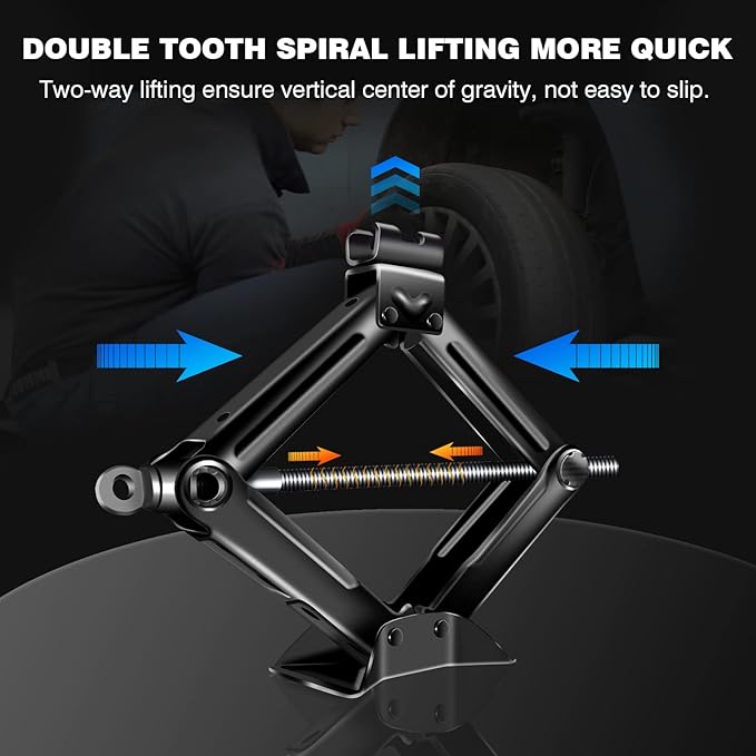 Car Jack Kit,Scissor Jack,Scissor Lift Jack for Car 2 Ton (4409 lbs) Tire Jack Tool Kit Universal Car Emergency Kit with Crank Handle, Heavy Lifting Jack,Portable Tire Changing Kit for Car Truck SUV