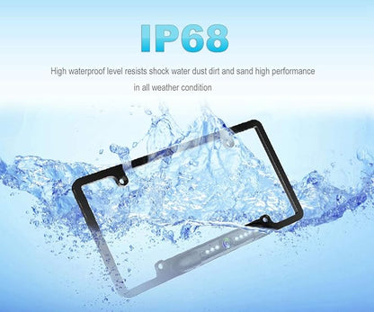 JPP License Plate Backup HD Camera, Rear View Camera 170° Viewing Angle Universal Night Vision Waterproof High Sensitive 7 Bright LED Reversing Car Camera