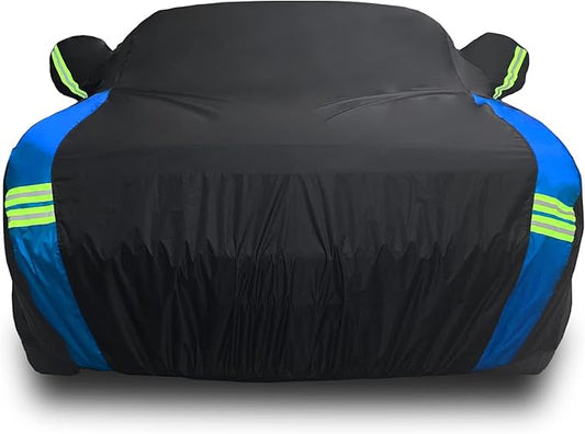 Avecrew Car Cover Waterproof All Weather for Dodge Challenger Automobiles, Outdoor Full Exterior Covers Fit 2008-2023 for Dodge Challenger with Windproof Strap