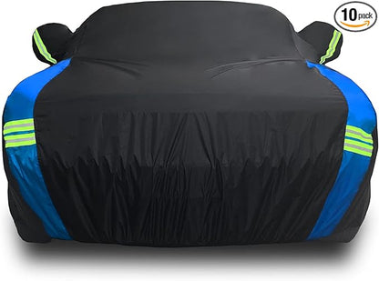 Avecrew Dodge Challenger Car Cover Waterproof All Weather for Automobiles, Outdoor Full Exterior Covers Fit 2008-2023 Dodge Challenger with Windproof Strap and Driver Door Zipper