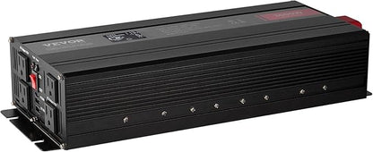 VEVOR Pure Sine Wave Inverter, 3000 Watt, DC 12V to AC 120V Power Inverter with 2 AC Outlets 2 USB Port 1 Type-C Port, LCD Display and Remote Controller for Large Home Appliances, CE FCC Certified