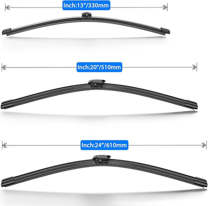 Windshield Wiper Blades Replacement for 2018 2019 2020 2021 2022 BMW X2 Original Factory Quality Front Rear Wipers Blade Set for My Car - 24" 20" 13" (Pack of 3)