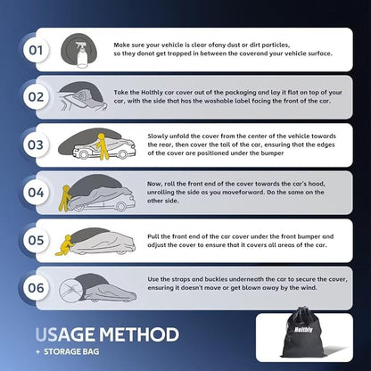 10 Layers Car Cover Custom Fit for Ford Mustang, Shelby, GT350, GT500 (1964-2024) Waterproof All Weather for Automobiles, Outdoor Full Cover Sun UV Rain Protection.Black