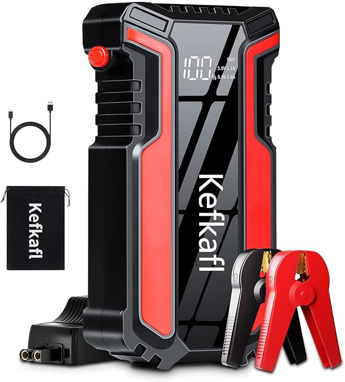 Car Jump Starter 3000A, Car Battery Jump Starter for Up to 10.0L Gas & 10.0L Diesel Engine, 12V Jump Box Portable Jump Starter Battery Pack with LED Light, Jumper Cables