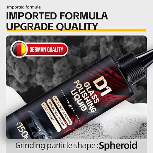 Bianca Glass Polishing Liquid D1, Bomini Car Glass Polishing Compound Windshield Cleaner Glas Oil Film Remover, Anti-Fog Hydrophobic Coating Spray, Scratches, Wiper Marks & Oil Film with Sponge