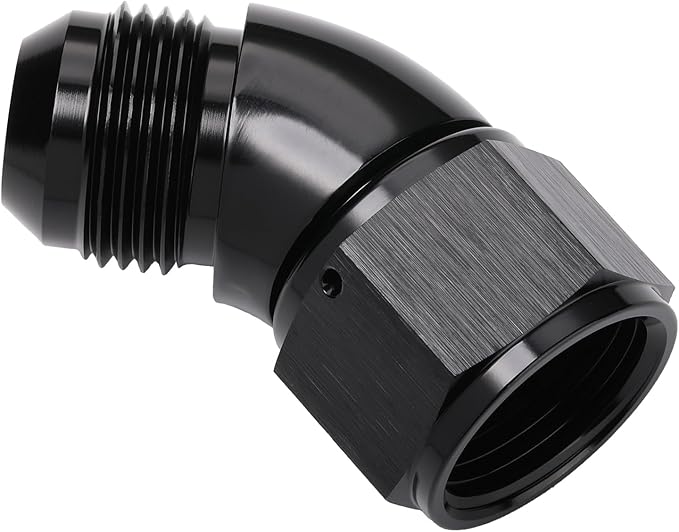45 Degree 12AN Male to 12AN Female Swivel Full Flow Fitting Adapter Coupler Aluminum Black