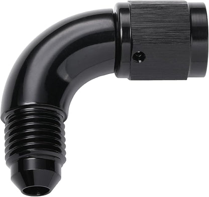 90 Degree 4AN Male to 4AN Female Swivel Full Flow Fitting Adapter Coupler Aluminum Black