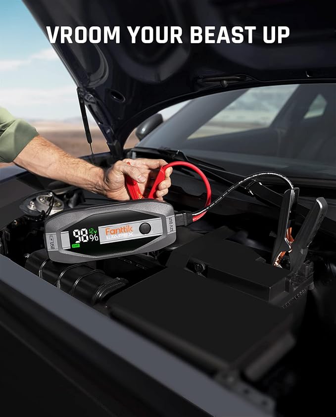 Fanttik T8 APEX 2000 Amp Jump Starter, 20000mAh Car Battery Pack for Up to 8.5L Gasoline and 6L Diesel Engines with LED Display, 65W PD Fast Charger,12V Extreme Safe Lithium Portable Jump Starter