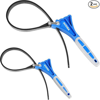 2-Pack Strap Wrench, 6" and 4" Rubber Strap, Adjustable Blet Jar Opener, Water Filter Plumbing Faucet Tool