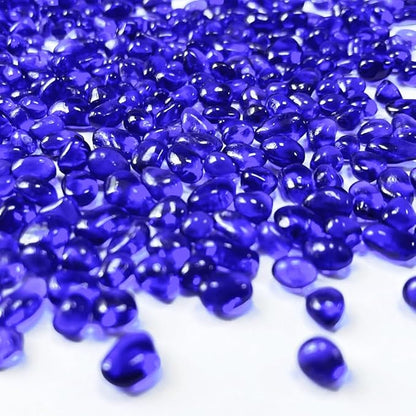 0.88LB Deep Blue Fish Tank Gravel Aquarium Glass Stones Sea Glass Pebbles Aquarium Gravel Rocks Fish Tank Rocks, Beads Pebbles Rock Sand Glass Gems Stones for Vase Filler Fish Turtle Tank Decoration