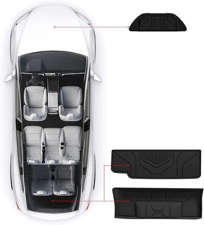 LASFIT Frunk Trunk Mats Fit for Tesla Model X & Model X Plaid 6 Seater / 7 Seater 2025 2024 2023 2022 2021, Custom Fit TPE All Weather Waterproof Cargo Liners, Black