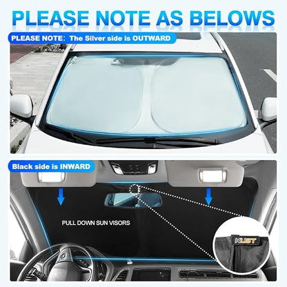KUST Windshield Sun Shade for 2017-2022 Ford Super Duty F250 F350 F450 Pickup Truck Window Sun Shade Sun Visor Protector Foldable Blocks UV Rays Keep Your Car Cooler