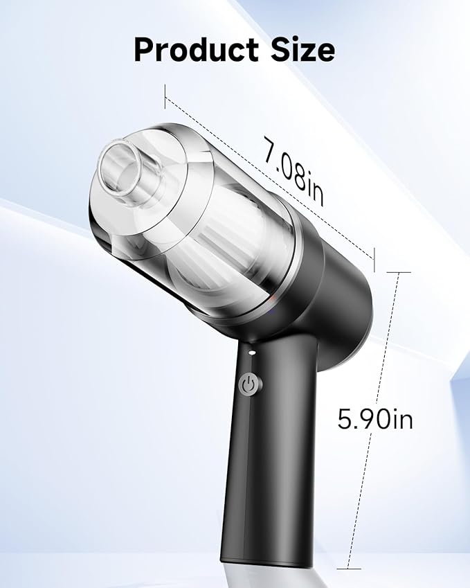 Handheld Vacuum Cordless Rechargeable with LED Light and Multi-Nozzles,15000 Pa Car Vacuum Portable Cordless, 120W Powerful Mini Vacuums Cleaner for Home, Car, Pet Hair, DC Motor, Black