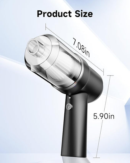 Handheld Vacuum Cordless Rechargeable with LED Light and Multi-Nozzles,15000 Pa Car Vacuum Portable Cordless, 120W Powerful Mini Vacuums Cleaner for Home, Car, Pet Hair, DC Motor, Black