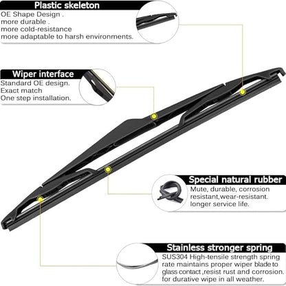 AUTOBOO 28"+28" Windshield Wipers with 12 Inch Rear Wiper Blade Replacement for Ford Focus 2012 2013 2014 2015 2016 2017 2018 -Original Factory Quality (Pack of 3)