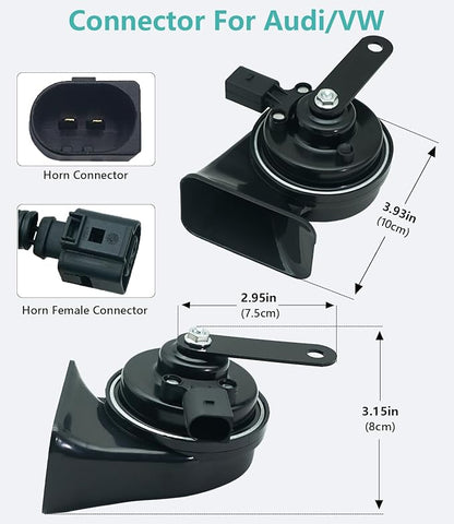 Car Horn Kit for Audi/Volkswagen, 12V Loud Waterproof Auto Horn, High Low Dual Tone 126 Decibel, Replacement for Audi/VW
