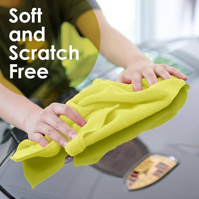 Avalon Towels Microfiber Cleaning Cloths (Value Pack of 36) Size 16" x 16", Highly Absorbent Cleaning Rags, Lint Free Cleaning Towels, Reusable and Washable, Microfiber Towels for Cars (Multi Color)