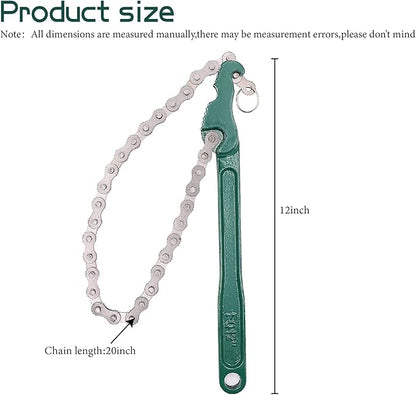12 Inch Heavy Duty Reversible Chain Spanner Fits 1.5" to 6" Diameter Oil Filter Wrench, Adjustable Oil Fuel Filter Chain Tool