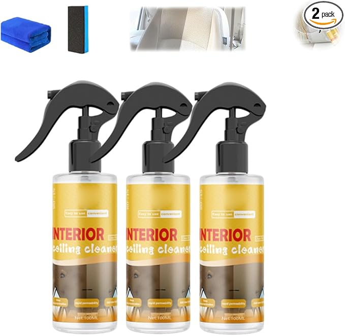 Multi-Purpose Car Interior Fabric Clean Polish Spray,Applies To Vehicle Seat、Upholstery、Headliner Cleaner,Vehicle Interior Polish Spray (3PCS)