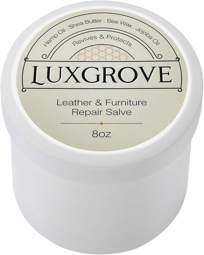 LUXGROVE® Leather & Furniture Repair Salve- Polisher, Moisturizer, and Restorer for Couches and Furniture - Conditioner for Leather Cleaner, Wood, and Vinyl - Repair Salve for Car Seats - 8oz