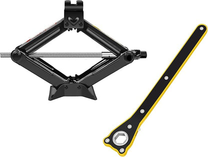 Car Jack Kit - Scissor Car Jack Max 2 Ton(4,409 lbs) Capacity Portable Emergency Tire Change Kit with Ratchet Lug Wrench - Saving Strength Design
