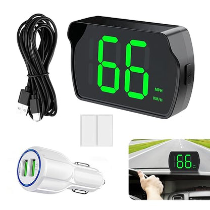 GPS Digital Speedometer for Car MPH, Universal HUD Speed Meter with LED Large Font with USB Cable, Plug and Play for Truck Motor SUV Golf Cart All Vehicles (Contain Car Charger Adapter)